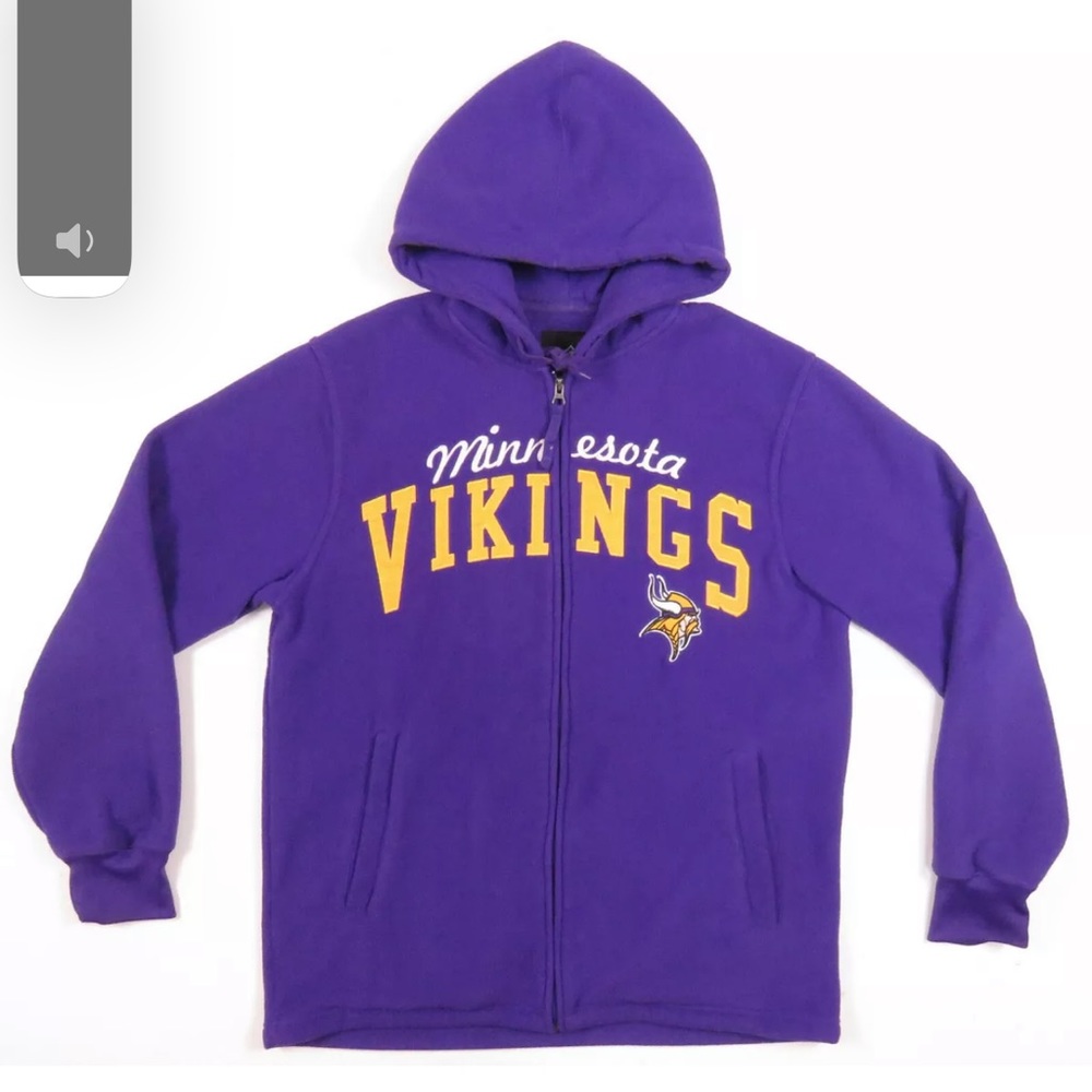 Minnesota Vikings NFL Football GIII Purple Mens Full Zip Hooded Fleece Jacket M